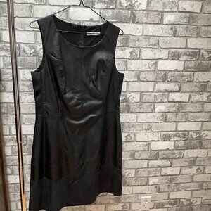 Faux Leather And Suede Trim Little Black Dress